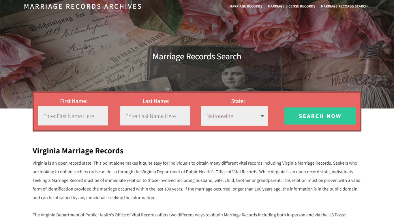 Virginia Marriage Records | Enter Name and Search | 14 Days Free